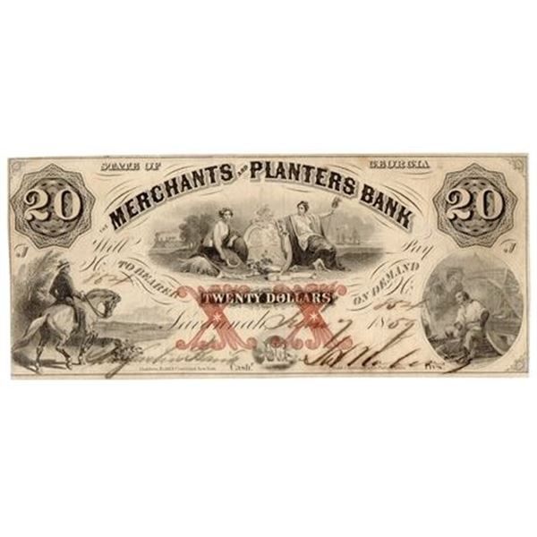 GA. 1859 $20 Merchants & Planters Bank Obsolete Bank Note
