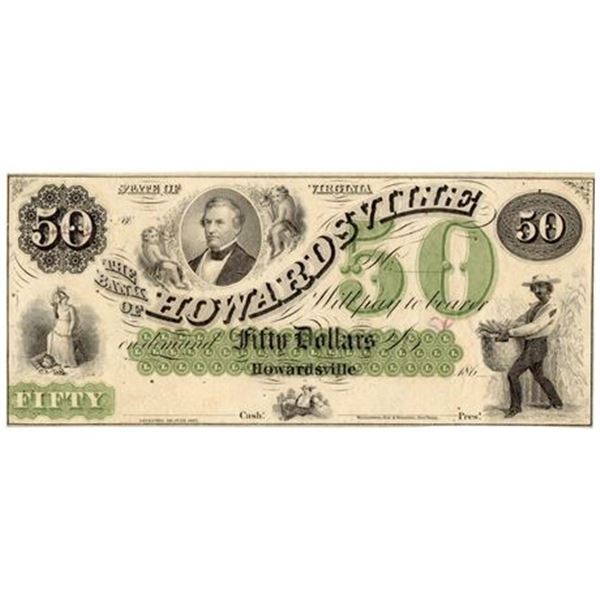 VA. 186_ $50 Bank of Howardsville Obsolete Remainder