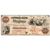 Image 1 : VA. 1860 $50 Central Bank of Virginia Obsolete Bank Note