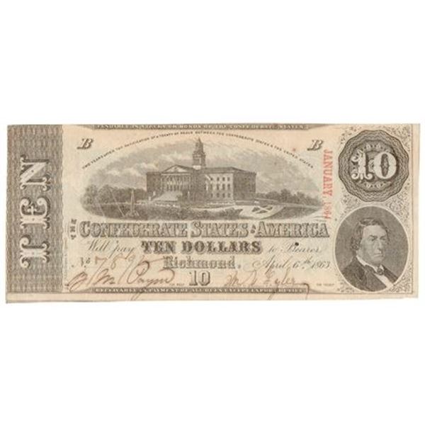 Type 59. 1863 $10 Confederate States Note