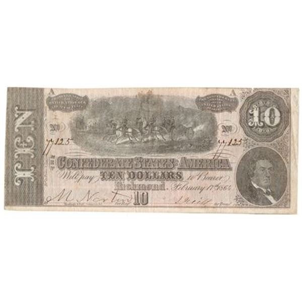 Type 68. 1864 $10 Confederate Note