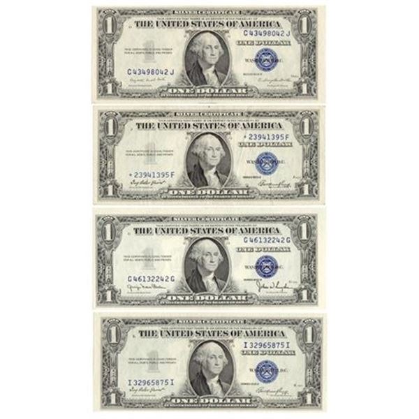 Group of 4. 1935-D, -E, -G, E* $1 Silver Certificates