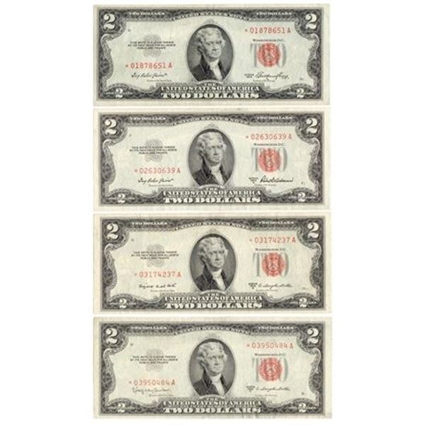 Lot of 4 1953*, A*, B*, C* $2 Legal Tender Star Notes