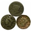 Image 1 : Group of 3 Braided Hair Large Cents 1833, 1842, 1852