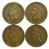 Image 1 : Lot of 4 Indian Head Cents 1891, 1905, 1906, 1907