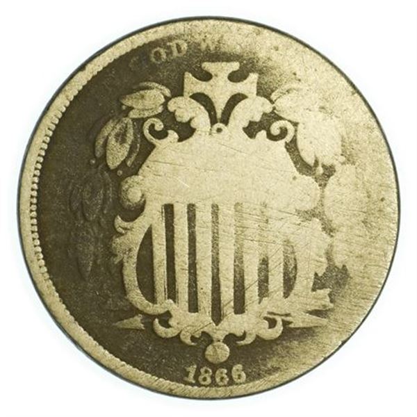 1866 With Rays Shield Nickel