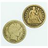 Image 1 : Pair of Dimes. 1858 Seated Liberty Dime & 1908-O Barber Dime
