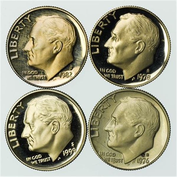 Group of 4 Proof Roosevelt Dimes 1976-S - 1999-S