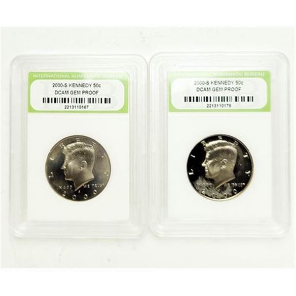 Lot of 2 2000-S Proof Kennedy Half Dollars