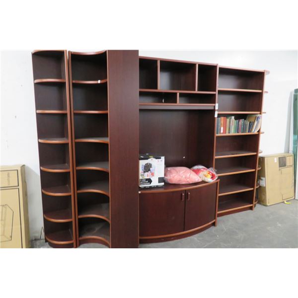 Mahogany ET Center w/Bookcase & Books