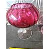 Image 3 : Beautiful Cranberry Candy Dish w/ Lid 13" Tall