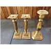 Image 1 : 3 Pair of Large Brass Candle Sticks & 1 Larger Single