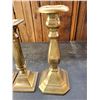 Image 3 : 3 Pair of Large Brass Candle Sticks & 1 Larger Single