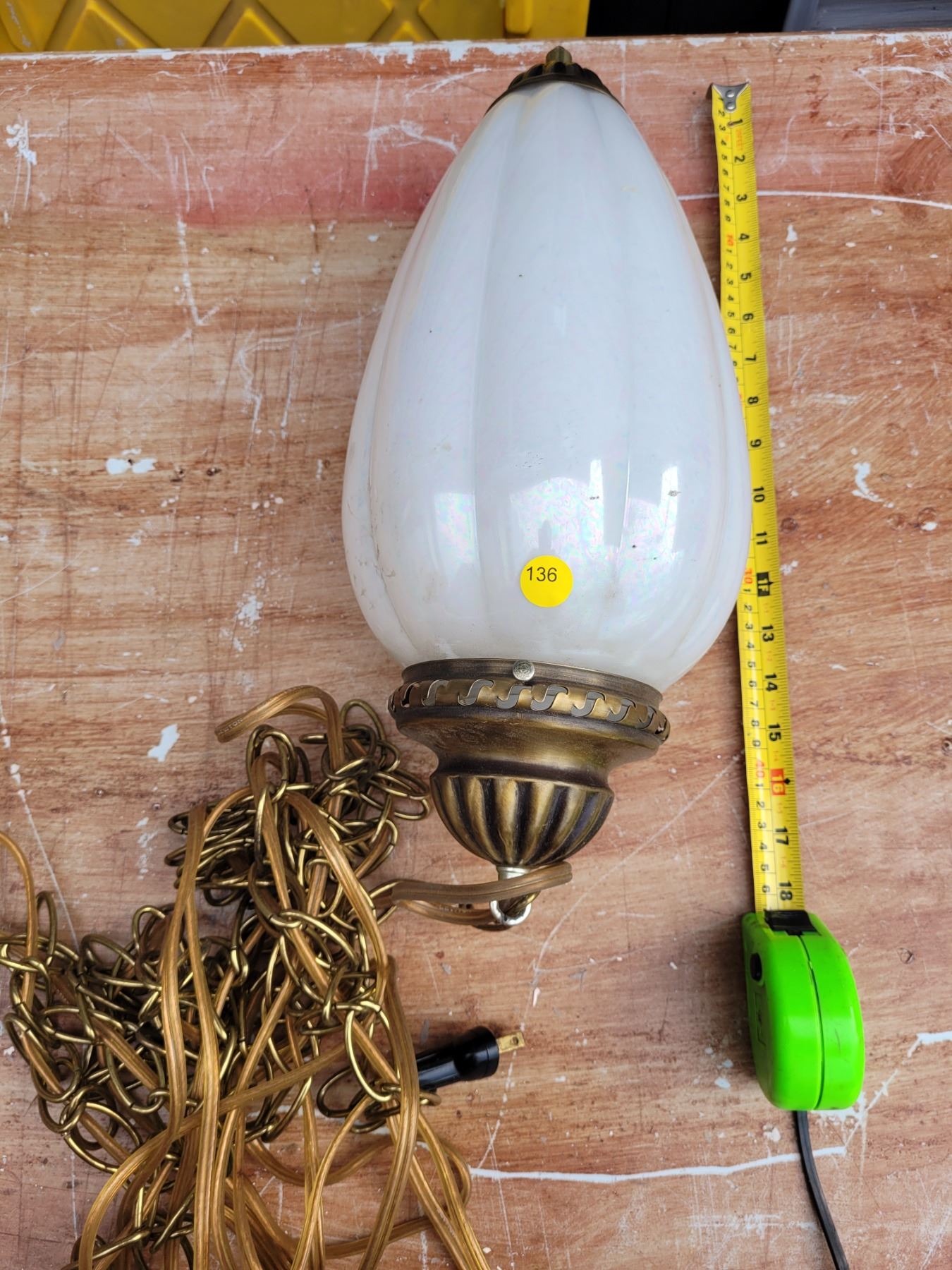 Vintage Tear Drop Glass Shade Hanging Lamp Schmalz Auctions