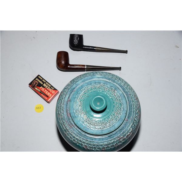 Aonian Pottery Tobacco Humidor & Pipes