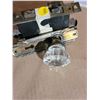Image 2 : glass door knob handle set - 2 knobs, 2 brass key plates