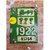 Image 1 : 1922 Saskatchewan license plate tag - applies to 1919 plate