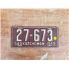 Image 2 : Very good 1945 Saskatchewan license plate