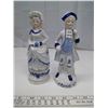 Image 1 : Blue Hand Painted Ceramic Victorian Man and Woman (2 Pieces)