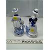 Image 2 : Blue Hand Painted  Ceramic Victorian Man and Woman Bird Keepers (2 Pieces)