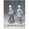 Image 2 : Blue Hand Painted Ceramic Victorian Man and Woman (2 Pieces)