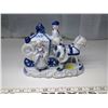 Image 1 : Blue Hand Painted Ceramic Victorian Horse Carriage