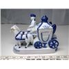 Image 2 : Blue Hand Painted Ceramic Victorian Horse Carriage
