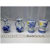 Image 1 : 2 Sets of Blue Hand Painted Ceramics - Mini Vases, Cups