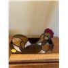Image 2 : Stained glass, chicken, napkin holder (Has a couple of hairline cracks on neck). Vintage tin envelop