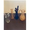 Image 1 : Collection of art glass. Includes three art glass vases. Includes one dark amethyst, swung glass, fi