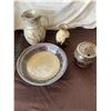 Image 1 : 4 pieces of beautiful glazed pottery. Includes 1 large, pitcher with wheat design, 1 Large bowl, 1 v