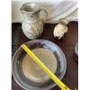 Image 2 : 4 pieces of beautiful glazed pottery. Includes 1 large, pitcher with wheat design, 1 Large bowl, 1 v