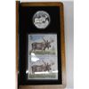 Image 1 : 2004 The Majestic Moose $5 Limited-Edition Stamp & Coin Set. 99.99 pure Silver with 2 $5 Stamps, one