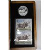 Image 1 : 2004 The Majestic Moose $5 Limited-Edition Stamp & Coin Set. 99.99 pure Silver with 2 $5 Stamps, one