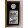 Image 2 : 2004 The Majestic Moose $5 Limited-Edition Stamp & Coin Set. 99.99 pure Silver with 2 $5 Stamps, one