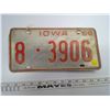 Image 1 : 1968 Iowa License Plate (8-3906)