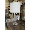 Image 2 : Desk Lamp - Brushed Nickel Finish w/ White Shade - 24" Tall