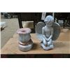 Image 1 : Stone/Concrete Lawn Ornaments - Pillar 13" Tall, Angel 20" Tall