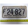 Image 1 : SK "Wheat Province" 1959 License Plate - F24 827