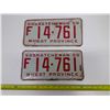 Image 1 : 2x SK "Wheat Province" 1958 License Plate - F14 761