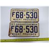 Image 1 : 2x SK " Wheat Province" 1957 License Plates - F68 530