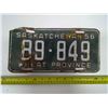 Image 1 : SK "Wheat Province" 1956 License Plate - 89 849