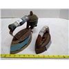 Image 1 : 2 Antique Irons (1x Blue - Gas,  1 for Wood Stove w/ Handle)