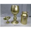 Image 1 : Painted Gold Glass Vases/Candle Holder