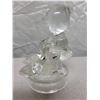 Image 4 : 2 beautiful clear glass 'Girl with Geese' figurines& glass sleigh