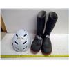 Image 1 : White L/XL Bike Helmet and Men's 13 Rubber Boots