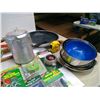 Image 4 : Camping Lot - Camp Cookers, Frying Pan, Tent Pegs and Repair Kit, Misc. Dishes, etc.