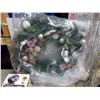 Image 2 : Xmas Lot - Wreath (28" diameter), Silver Tree (42"H), RGB LED Light Show, Fibre Optic Skiing Snowman