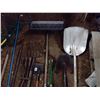 Image 3 : Lot of Assorted Garden Tools - Spades, Shovels, Pitch Forks, Rakes, Hoes, and Bird Feeder Hanger