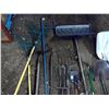 Image 4 : Lot of Assorted Garden Tools - Spades, Shovels, Pitch Forks, Rakes, Hoes, and Bird Feeder Hanger